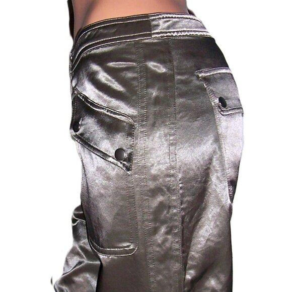 Bebe Khaki Green Shiny Capri Pants 4 - Picture 4 of 8